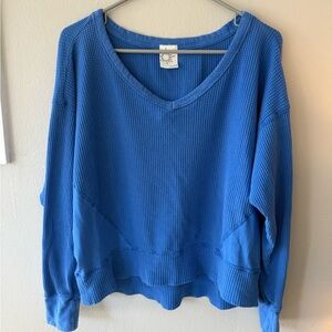 Aerie Blue Waffle Knit Top